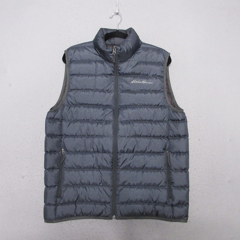 Eddie Bauer Puffer Vest‎ Men M Gray EB650 Down Fill Travel Gorp Core Lightweight